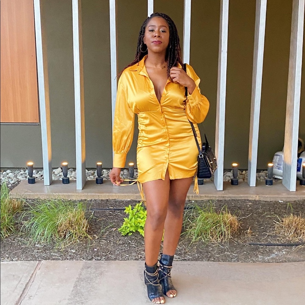 Fashion Nova Mustard Yellow Mini Dress Size Large